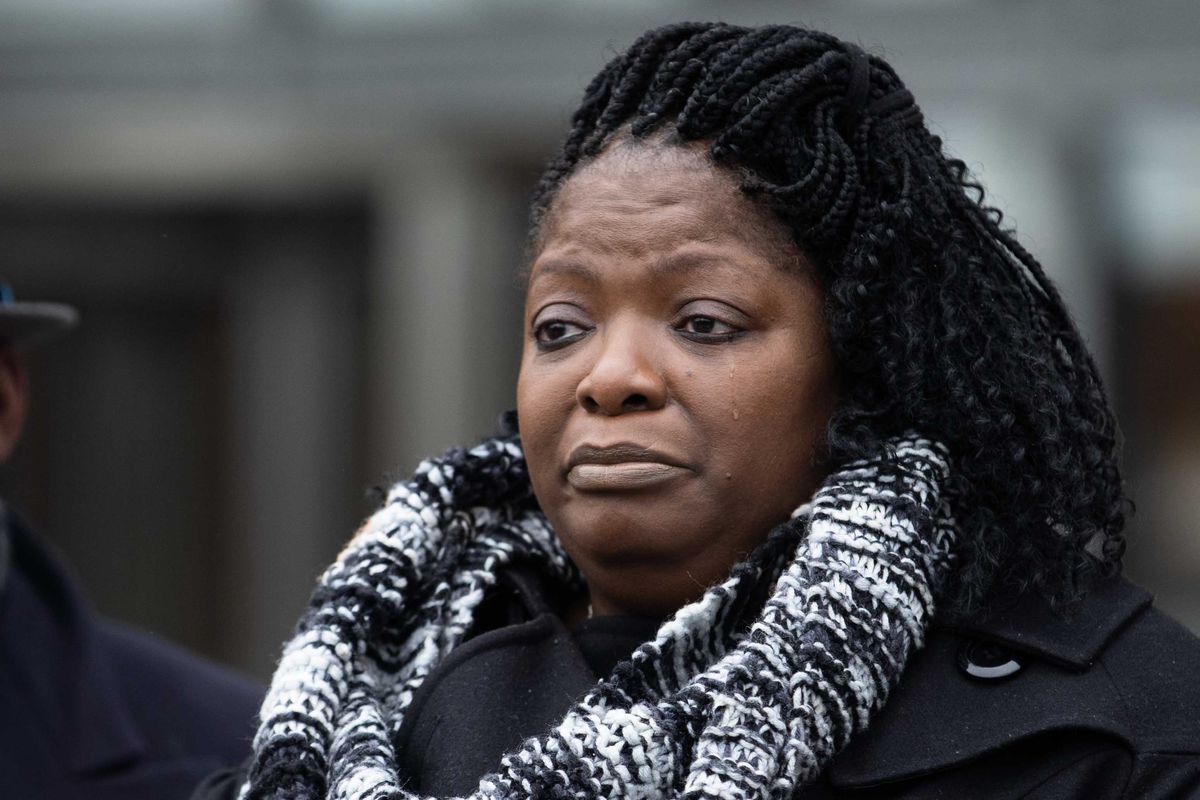 Anjanette Young speaks during a news conference outside the Chicago Police Department headquarters in December 2020.