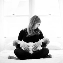 LDS blogger Liz Jensen and her twin babies.