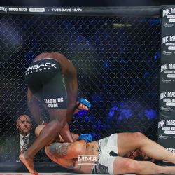Cheick Kongo floors Tim Johnson at Bellator 208 at the Nassau Coliseum in Uniondale, N.Y.