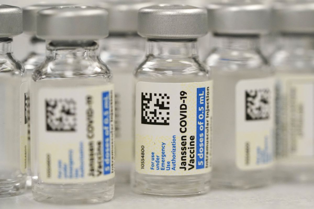 This Saturday, March 6, 2021 file photo shows vials of Johnson &amp; Johnson COVID-19 vaccine at a pharmacy in Denver. 