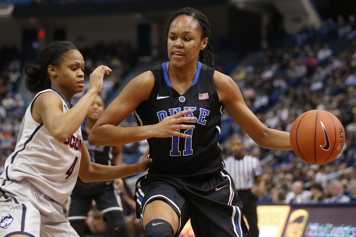 Freshman Azura Stevens, shown here against UConn, had another solid game for the Blue Devils
