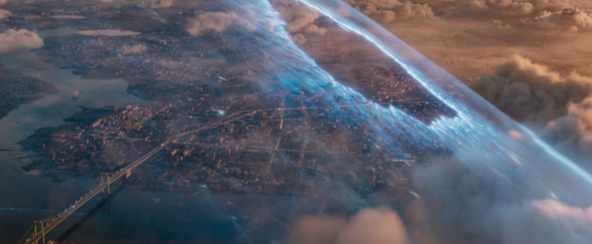 A magical dome over Philadelphia in Shazam! Fury of the Gods