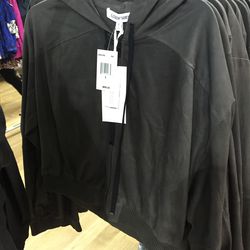 Leather zip hoodie, $250 (was $895) 