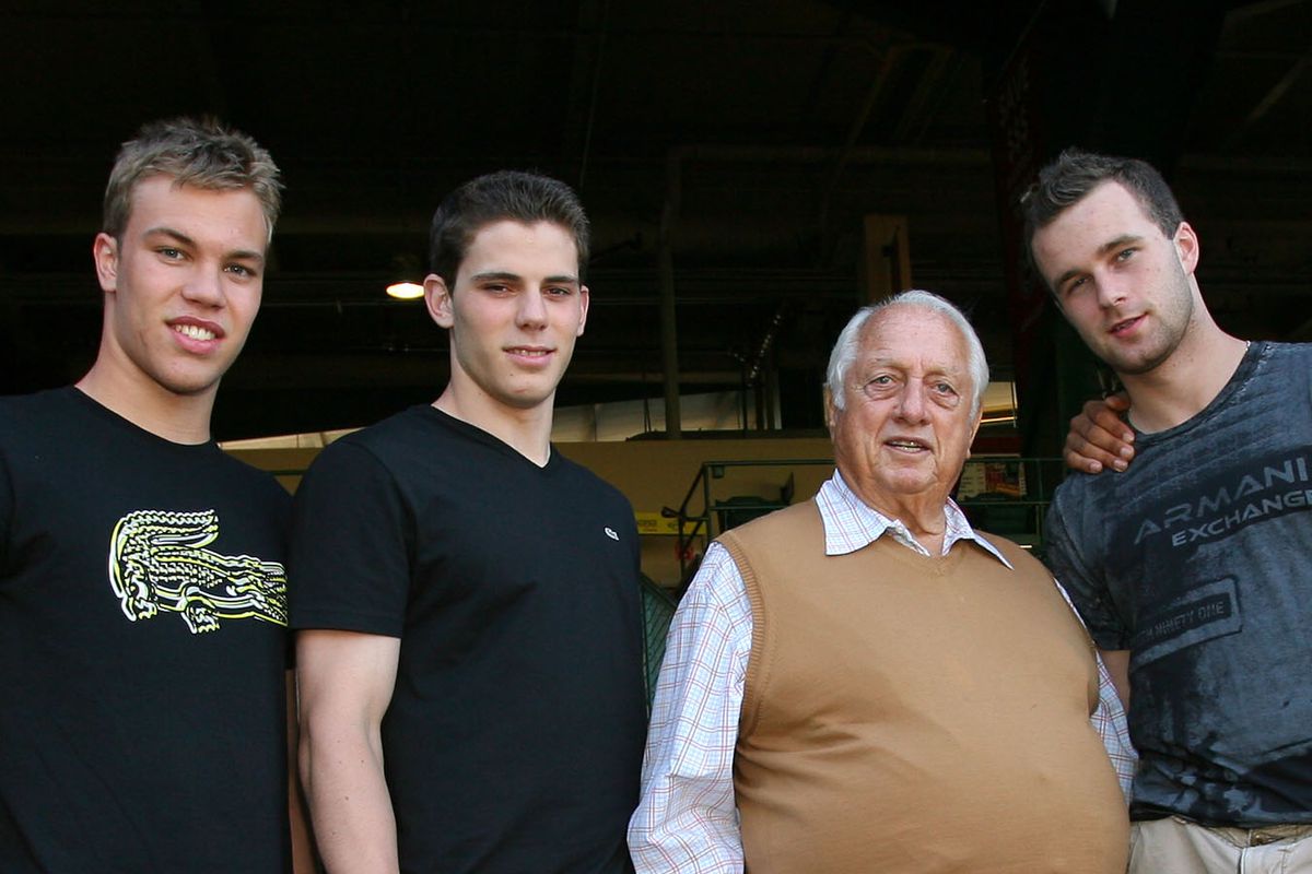 Taylor Hall, Tyler Seguin, and Brett Connolly with Tommy Lasorda  (2010 draft).