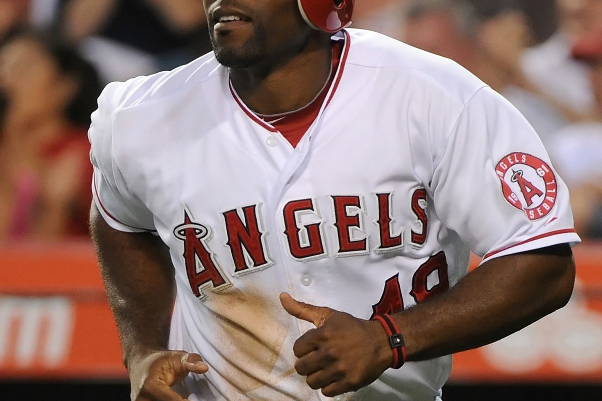 ANAHEIM, CA - JULY 27:  Torii Hunter #48 of the Los Angeles Angels of Anaheim scores in the third inning against the Tampa Bay Rays at Angel Stadium of Anaheim on July 27, 2012 in Anaheim, California.  (Photo by Lisa Blumenfeld/Getty Images)