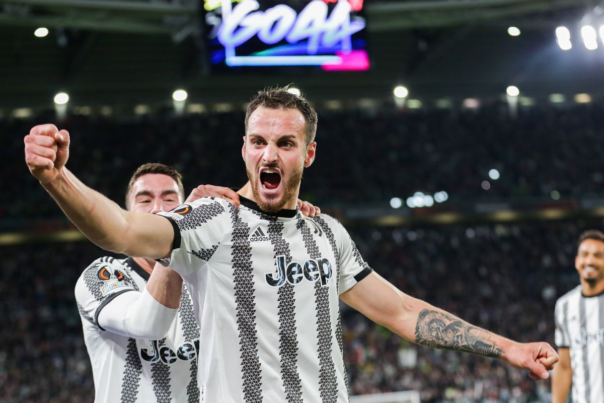 Federico Gatti of Juventus FC celebrates a goal during the...