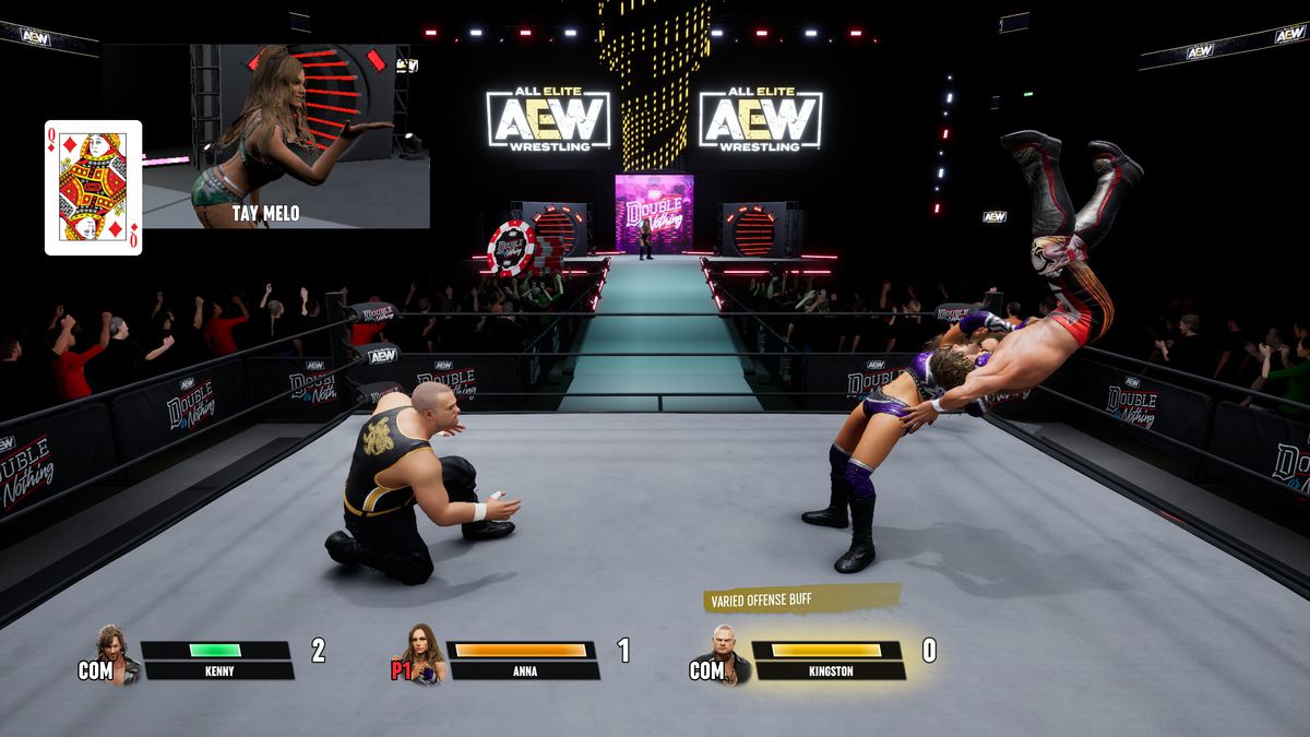 Eddie Kingston watches as Anna body slams Kenny Omega in AEW Fight Forever