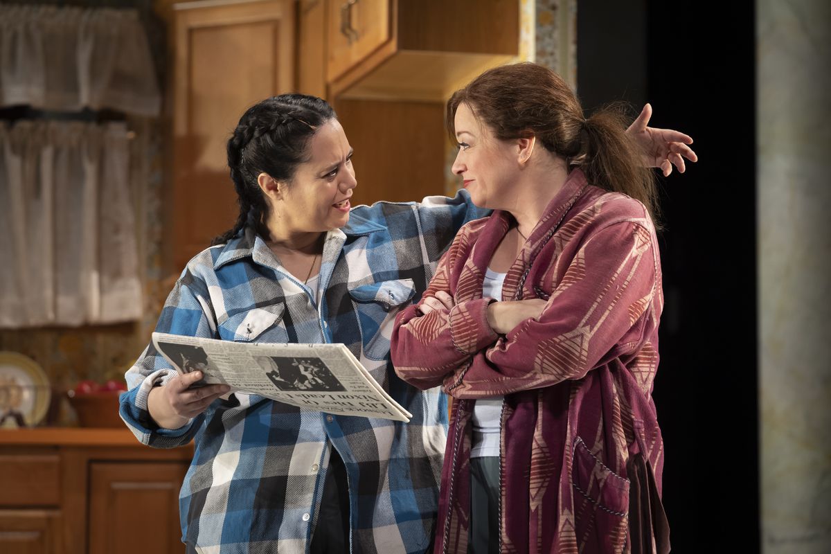 Connie (Stephanie Diaz, left) is incredibly supportive — and patient — of her partner Norma&nbsp;(Kate Middleton) in the Goodman Theatre production of “Roe.”
