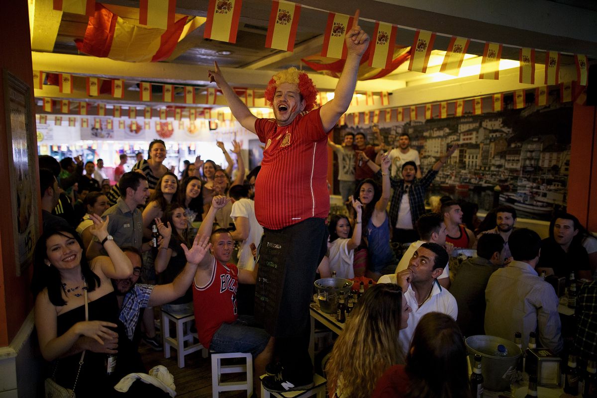 Spanish Fans Watch Spain v Netherlands FIFA World Cup