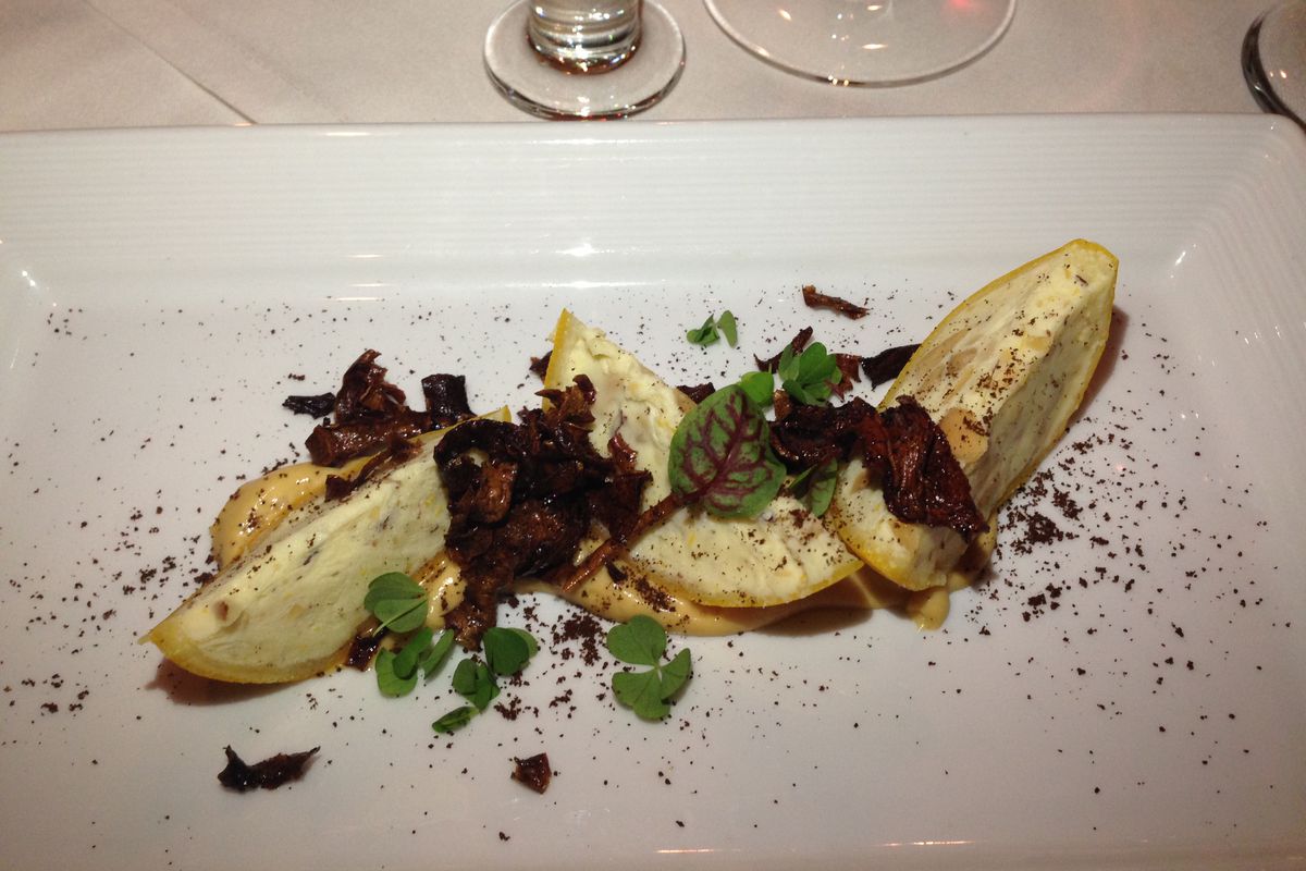 Torino's chef Garrett Lipar prepared a dish featuring Meyer lemon, Brazil nut, and parsnip.