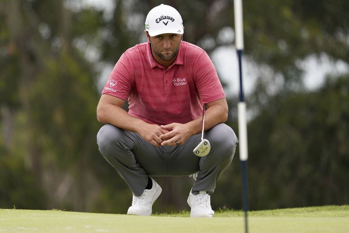 Jon Rahm looks over the 13th green during the final round of the U.S. Open golf tournament at Torrey Pines Golf Course. Mandatory Credit: Michael Madrid