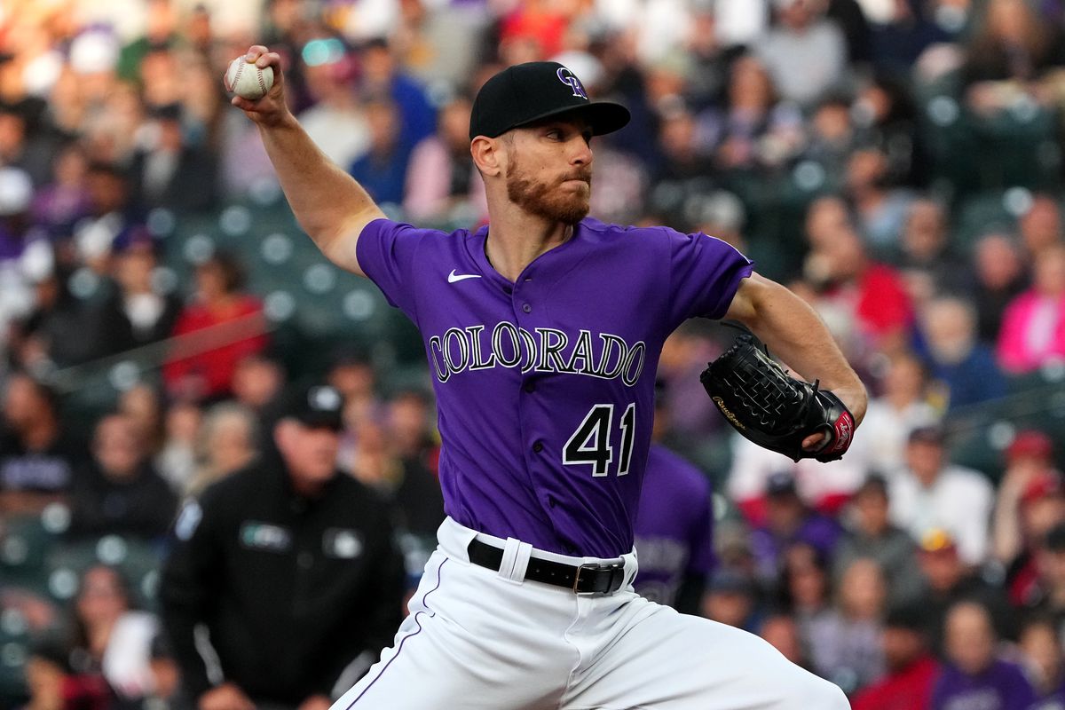 Colorado Rockies starting pitcher Chad Kuhl (41) delivers a pitch in the first inning against the Philadelphia Phillies at Coors Field.&nbsp;