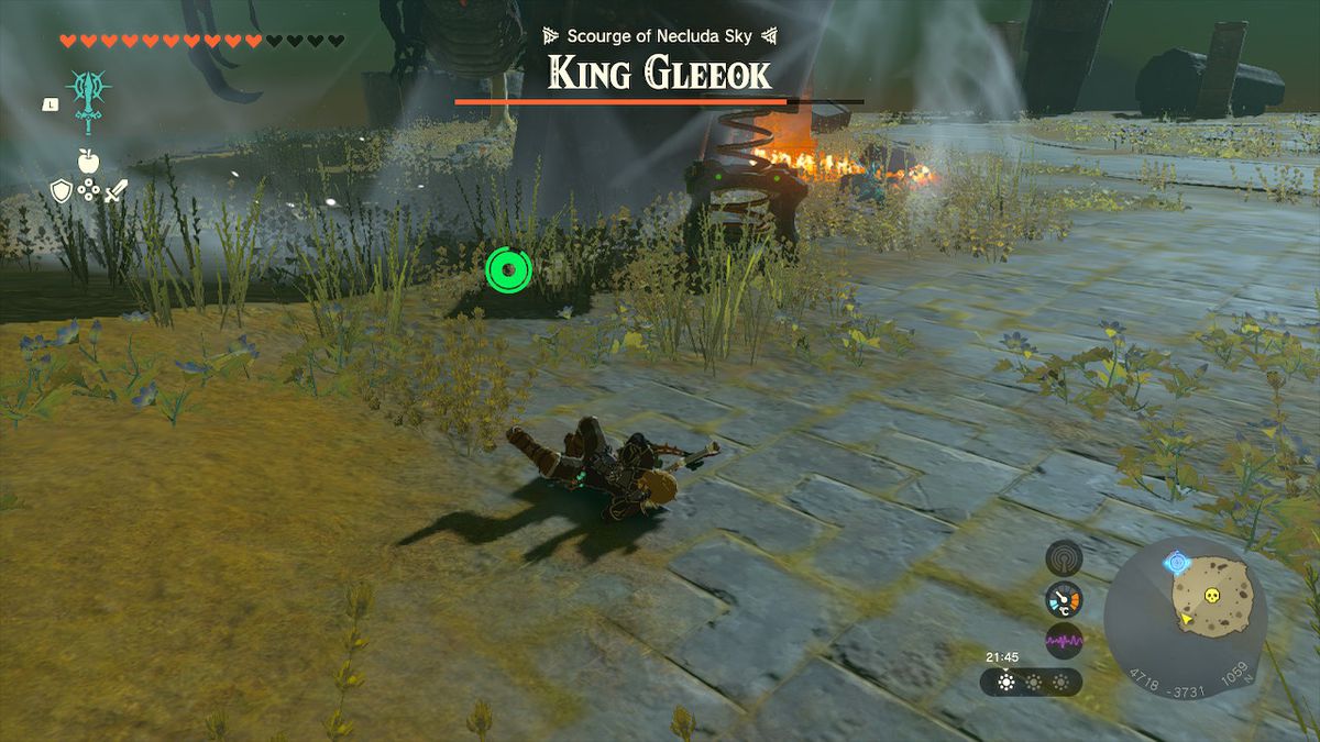 A collapsed Link in the King Gleeok fight