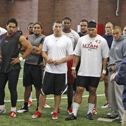 Scenes from Utah Pro Day where departing University of Utah senior football players and some invitees work out for NFL scouts in Spence Eccles Field House Friday, March 23, 2012, in Salt Lake City, Utah.   