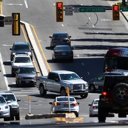 Cars turn left onto North Temple from State Street in Salt Lake City on Monday, June 25, 2018. According to federal data, 53 percent of crossing-path crashes involve left turns (compared to only 5.7 percent involving right turns) and 36 percent of fatal crashes involving a motorcycle results from a vehicle making a left turn in front of the motorcycle. Additional data show left turns can be three times as fatal to pedestrians and bicyclists as right turns.
