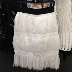 Skirt with plastic fringe, $49
