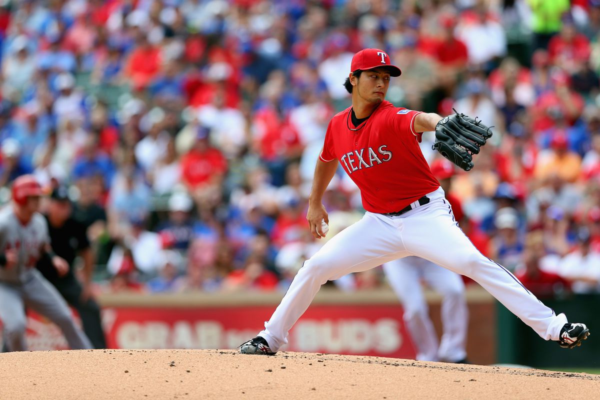 Yu Darvish delivers a pitch that the batter in all likelihood will not hit