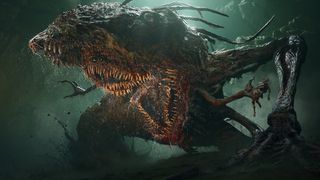 Ogromny, ohydny, gnary, mięsisty potwór z dużą ilością zębów w Lords of the Fallen