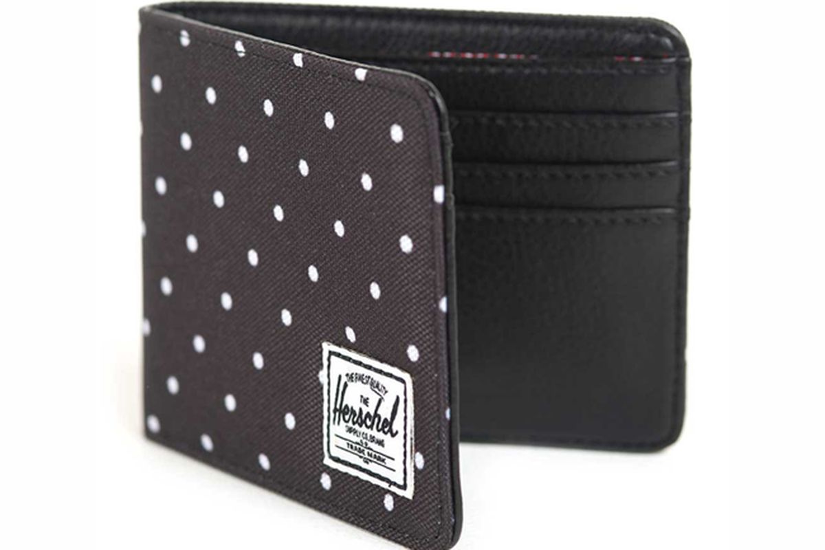 Herschel Supply Co. 'Hank' wallet in black polka dot, <a href="http://www.amazon.com/Herschel-Supply-Co-Hank-Wallet/dp/B00C40WV5G/">$35</a> at Amazon