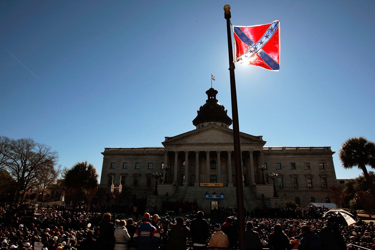 The Confederate flag on statehouse grounds in Columbia, in 2008.