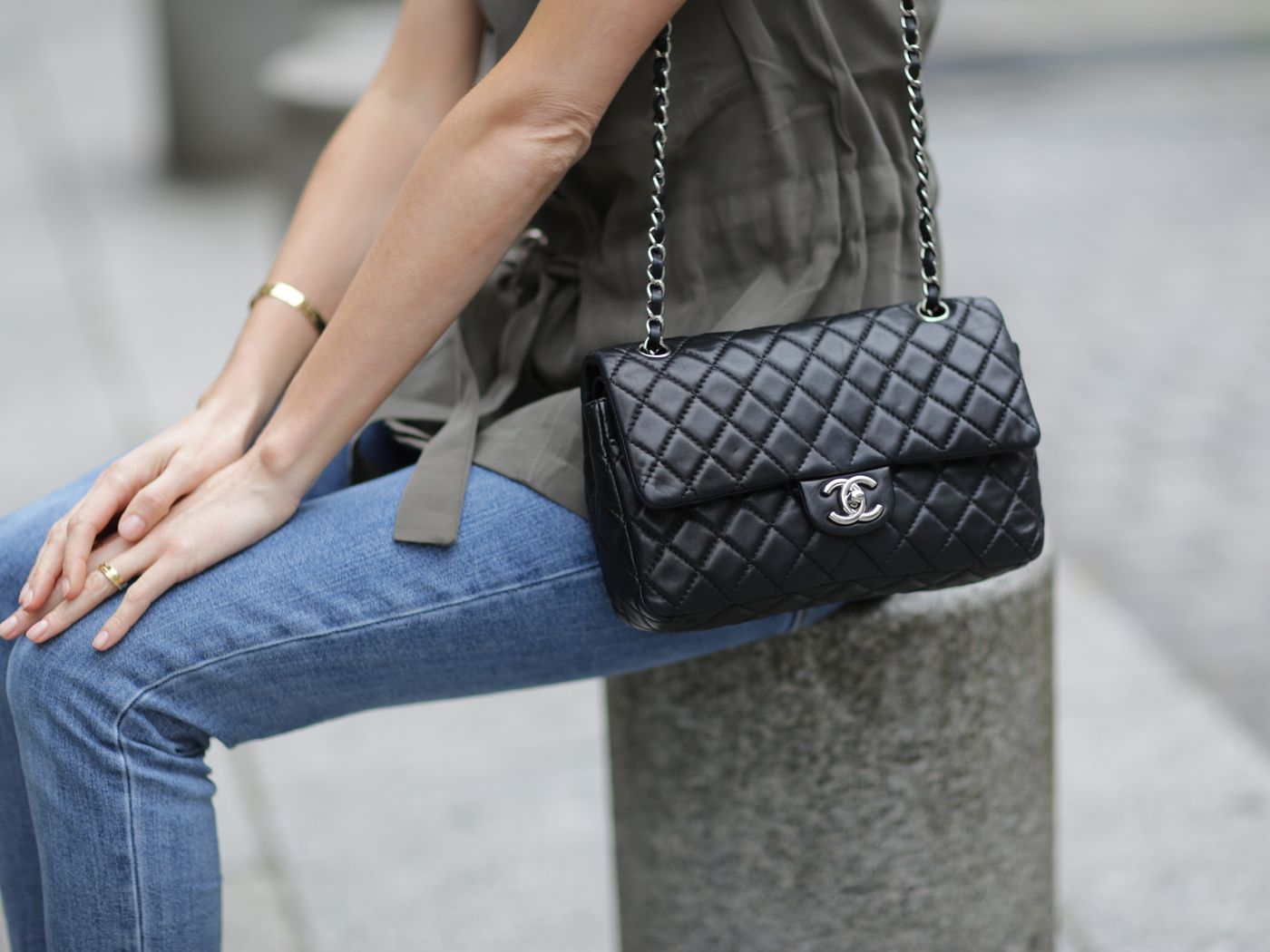CHANEL FLAP BAG WITH TOP HANDLE