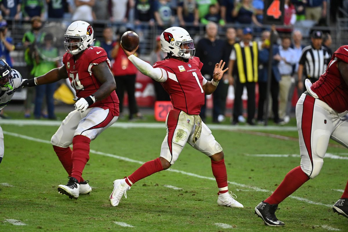 Kyler Murray #1 of the Arizona Cardinals throws the ball against the Seattle Seahawks at State Farm Stadium on November 06, 2022 in Glendale, Arizona.