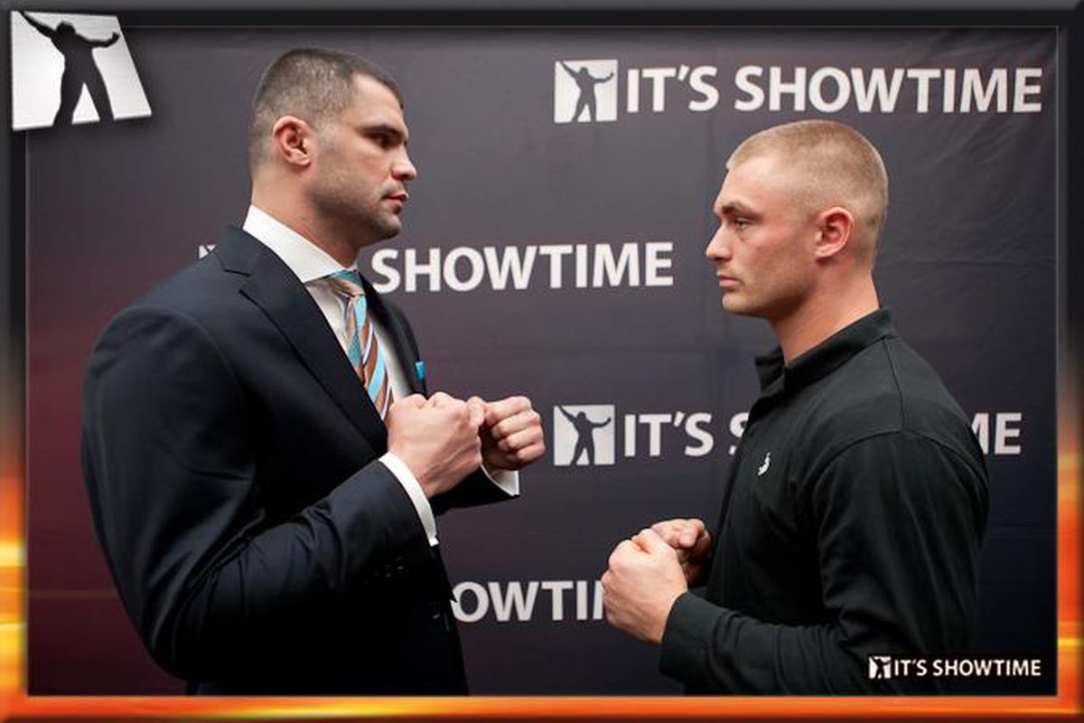 Daniel Ghita (left) and Brian Souwes square off before their It's Showtime fight. Photo via It's Showtime.
