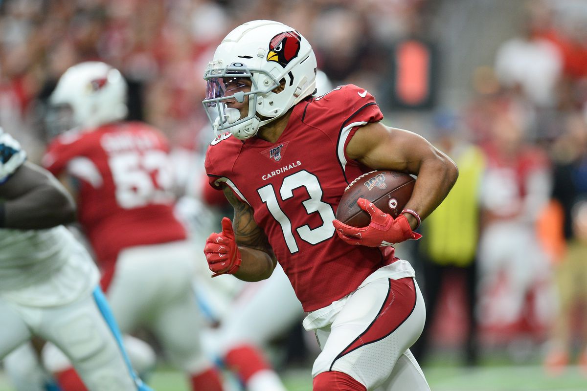 Arizona Cardinals wide receiver Christian Kirk running with the ball against the Carolina Panthers at State Farm Stadium.