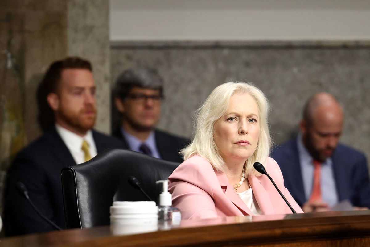 Sen. Kirsten Gillibrand (D-NY) speaks during a Senate Armed Services Committee hearing on Capitol Hill on June 10, 2021, in Washington, DC.