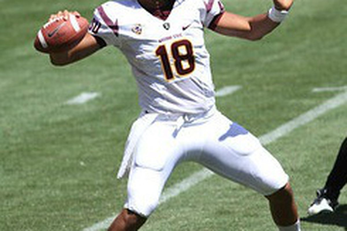 Michael Eubank about to air it out during the spring game (Photo: ASU)