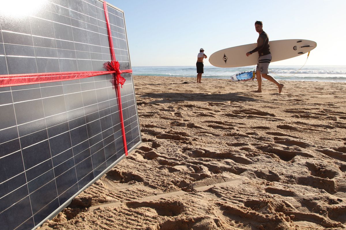 Solar panel on a beach