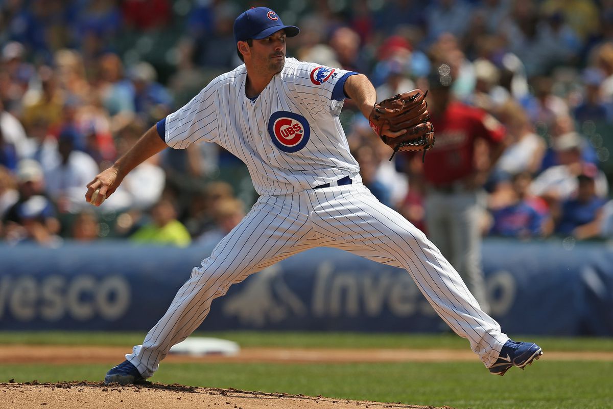 Starting pitcher Justin Germano of the Chicago Cubs delivers the ball against the Houston Astros at Wrigley Field in Chicago, Illinois.  (Photo by Jonathan Daniel/Getty Images)