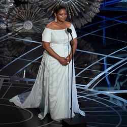 Octavia Spencer speaks on stage at the Oscars on Sunday, Feb. 22, 2015, at the Dolby Theatre in Los Angeles. 