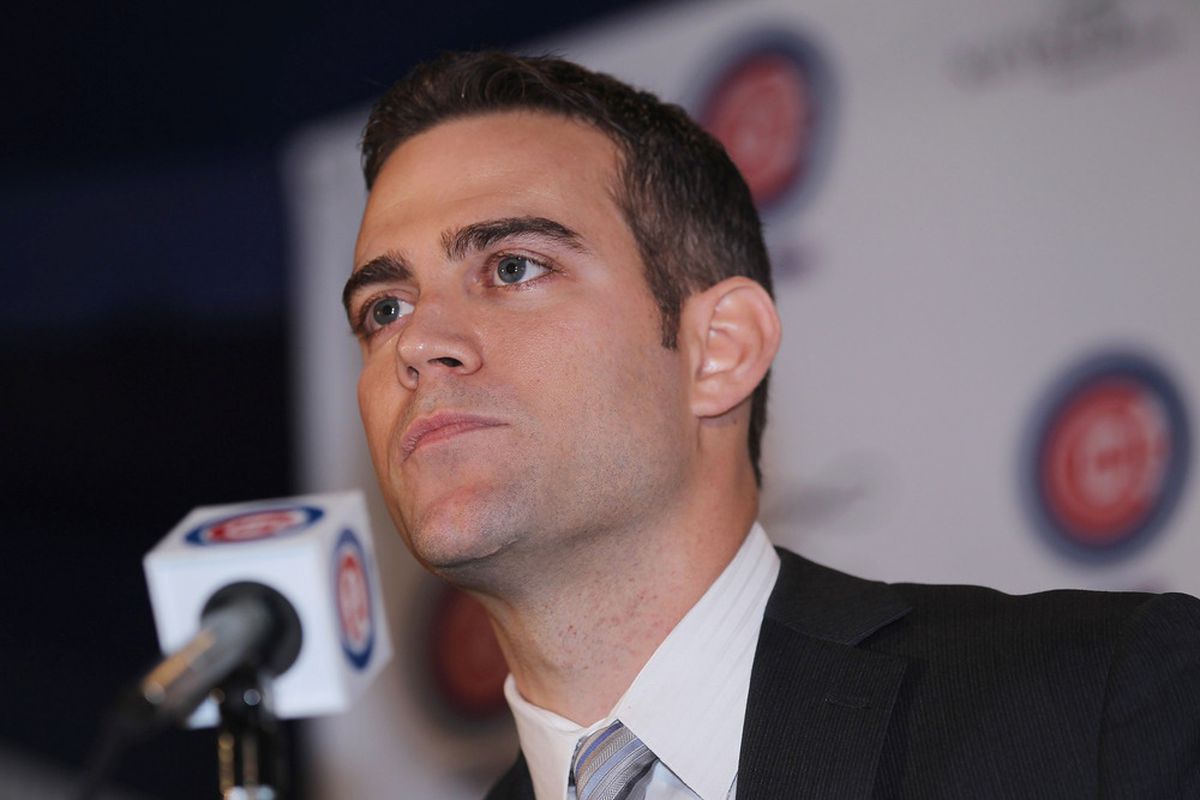 CHICAGO, IL - OCTOBER 25: Theo Epstein, the new President of Baseball Operations for the Chicago Cubs, speaks during a press conference at Wrigley Field on October 25, 2011 in Chicago, Illinois. (Photo by Jonathan Daniel/Getty Images)