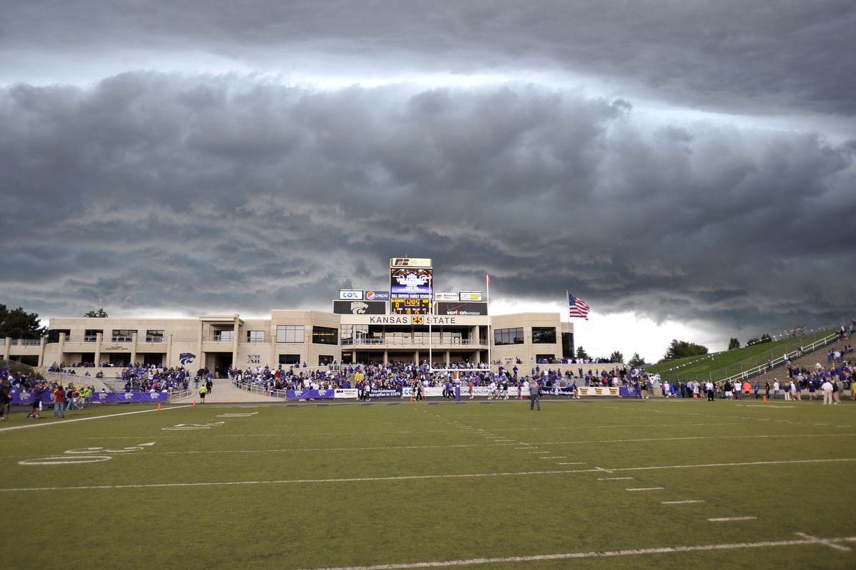 MANHATTAN, KS - SEPTEMBER 25: The game between the Kansas State Wildcats and the Central Florida Knights is suspended by thunder and lighting storms in the area on September 25, 2010 at Bill Snyder Family Stadium in Manhattan, Kansas.