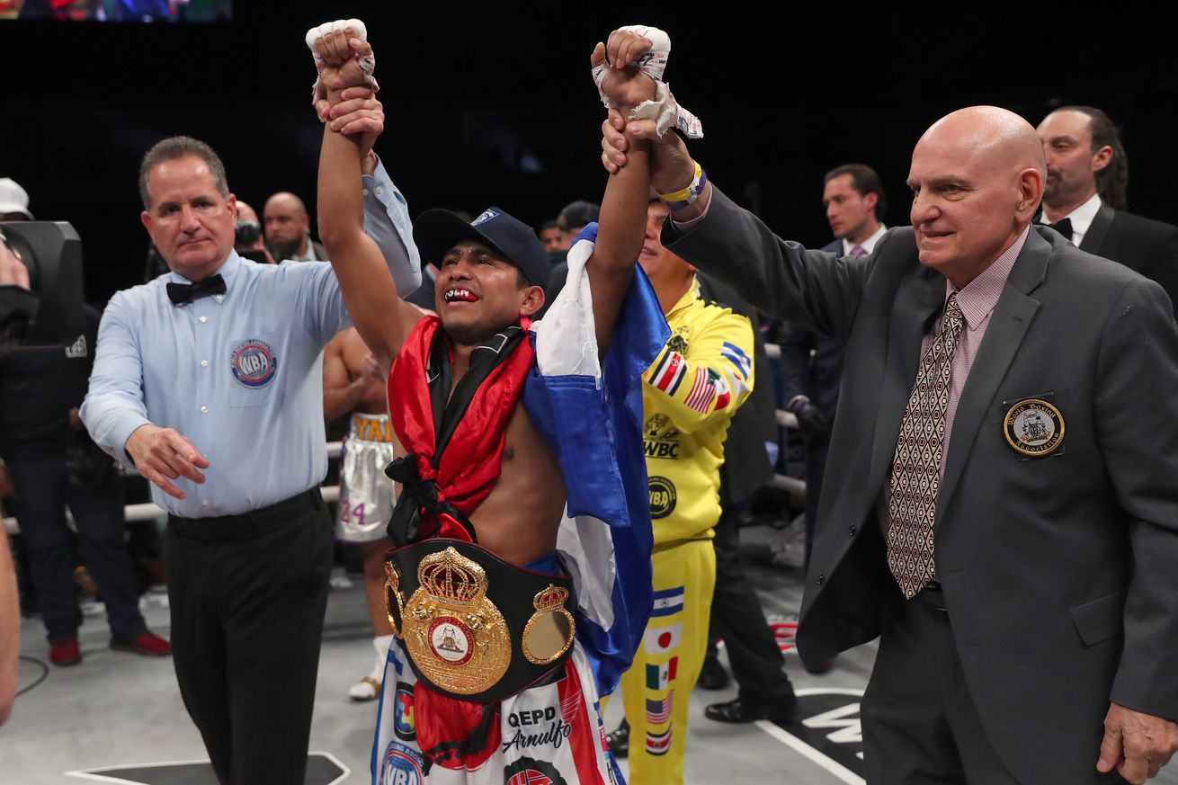 <label itemprop='headline'><a href='https://www.mvpboxing.com/news/boxing/1643141406/Estrada-out-Chocolatito-vs-Martinez-official-for?ref=headlines' itemprop='url' class='headline_anchor news_link'>Estrada out, Chocolatito vs Martinez official for Mar. 5</a></label><br />Photo by Tom Pennington/Getty Images

Chocolatito vs Martinez would still take place at 115 lbs. U