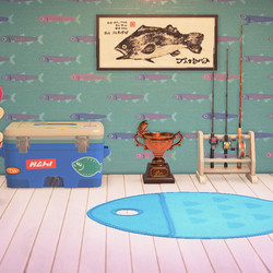 A Fish Wand, Marine Pop Wall, Fishing-Rod Stand, Tackle Bag, Fresh Cooler, Fish Rug, and Fish Print