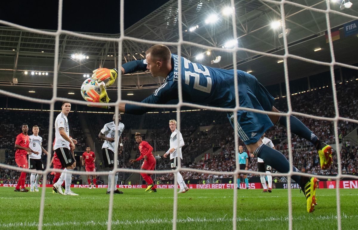 SINSHEIM, GERMANY - SEPTEMBER 09: Goalkeeper Marc-Andre ter Stegen of Germany in action during the International Friendly match between Germany and Peru on September 9, 2018 in Sinsheim, Germany. 