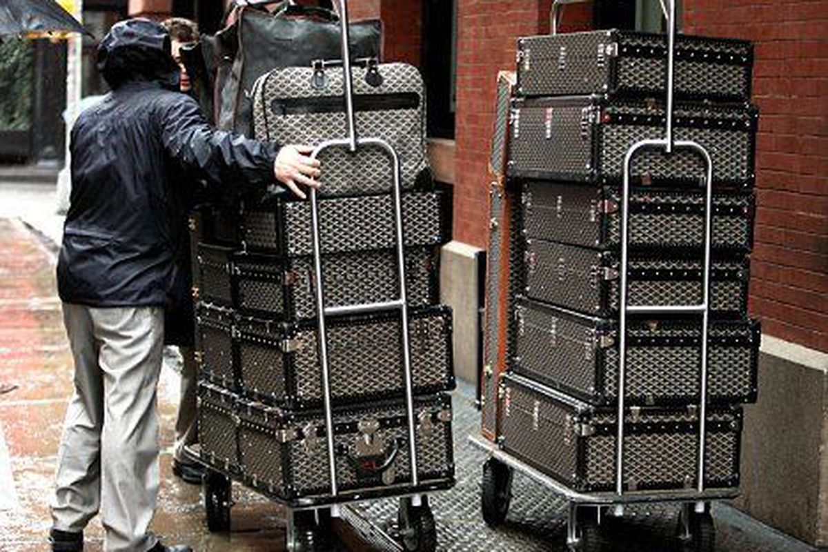 Karl Lagerfeld's luggage this week in NYC via <a href="http://www.dailymail.co.uk/tvshowbiz/article-1262558/Why-does-Karl-Lagerfeld-need-luggage-wears-thing-time.html">the Daily Mail</a>