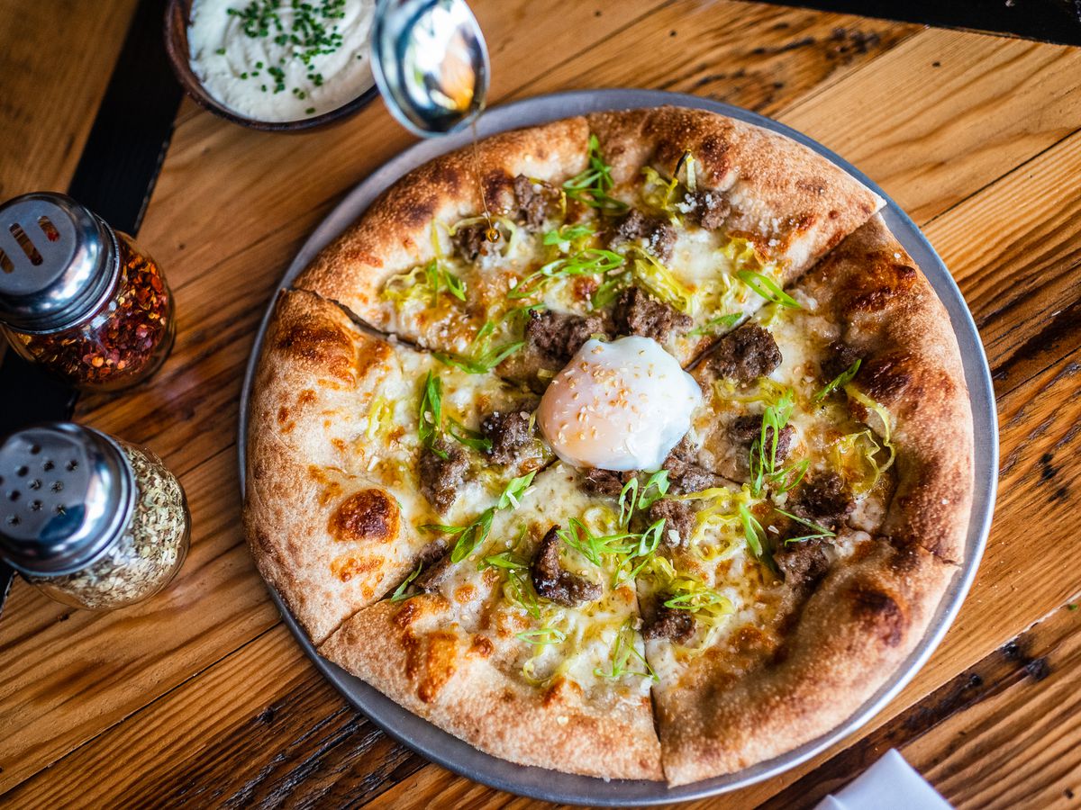 A brunch pizza from All-Purpose Capitol Riverfront