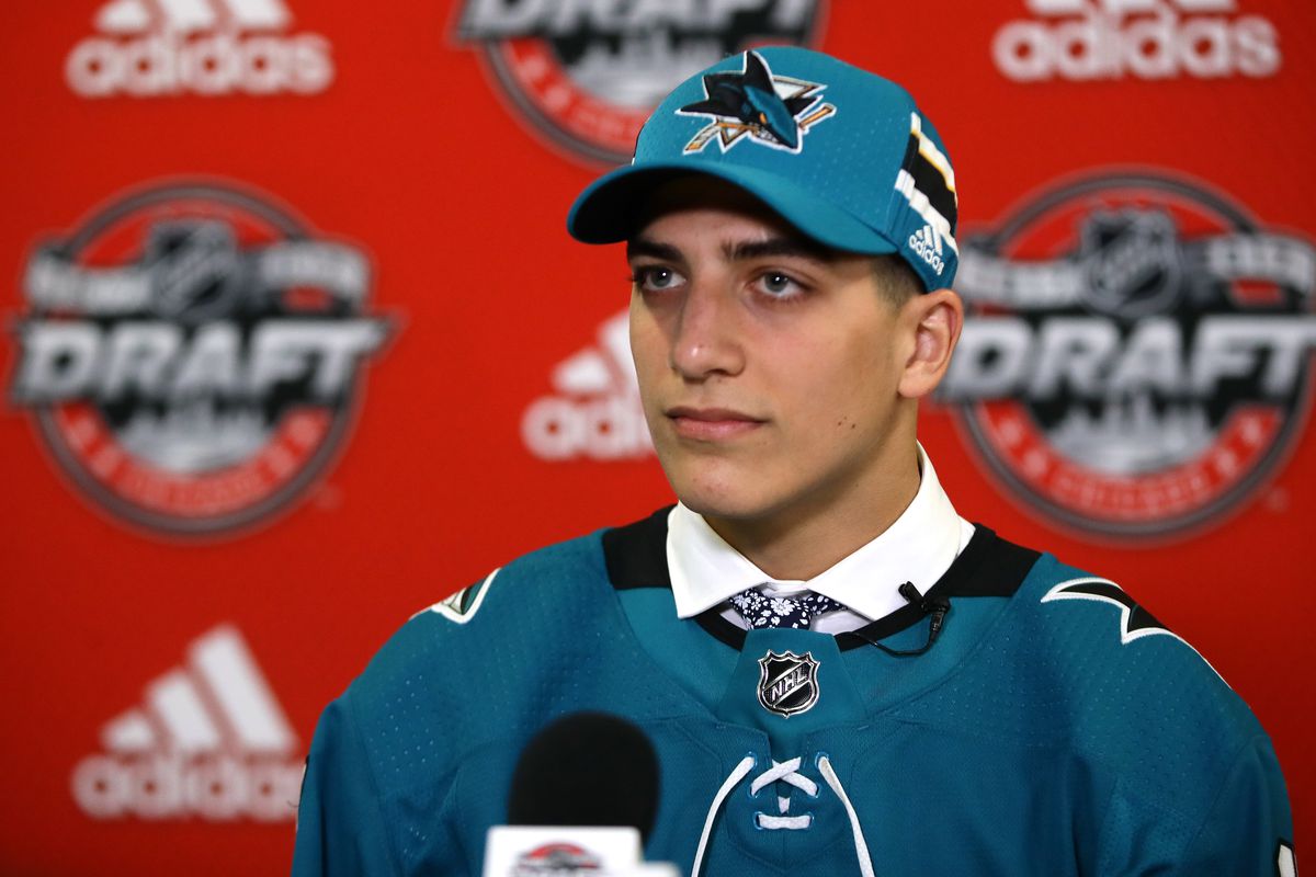 CHICAGO, IL - JUNE 24: Mario Ferraro is interviewed after being selected 49th overall by the San Jose Sharks during the 2017 NHL Draft at the United Center on June 24, 2017 in Chicago, Illinois.