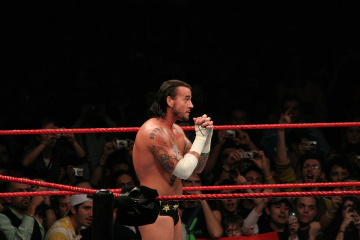 Will CM Punk's prayers be answered and his "indefinite suspension" be overturned?  (Photo by <a href="http://commons.wikimedia.org/wiki/File:CM_Punk_Taunt.jpg">Andrea90 on Wikimedia Commons</a>)