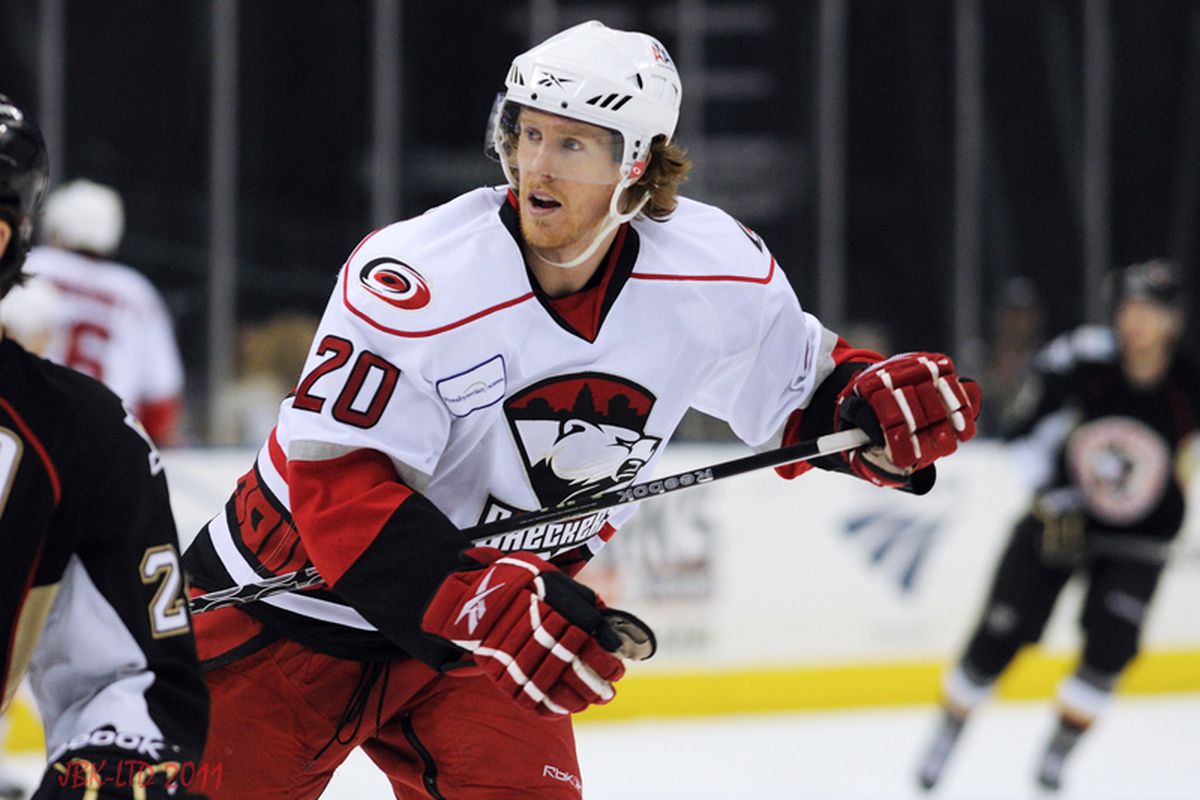 The Hurricanes have recalled center Riley Nash from Charlotte of the AHL. (Photo by <a href="http://www.flickr.com/photos/jbk-ltd/collections/72157619609115405/">Jamie Kellner</a>)
