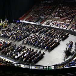 Funeral services for West Valley police officer Cody Brotherson at the Maverik Center in West Valley City on Monday, Nov. 14, 2016.