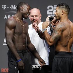 Curtis Millender and Max Griffin square off at UFC 226 weigh-ins.