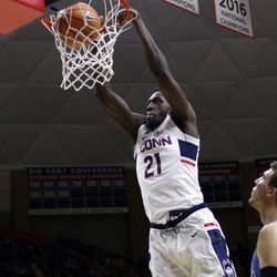 UConn's Mamadou Diarra (21) during the Columbia Lions vs UConn Huskies men's college basketball game at Gampel Pavilion in Storrs, CT on November 29, 2017.