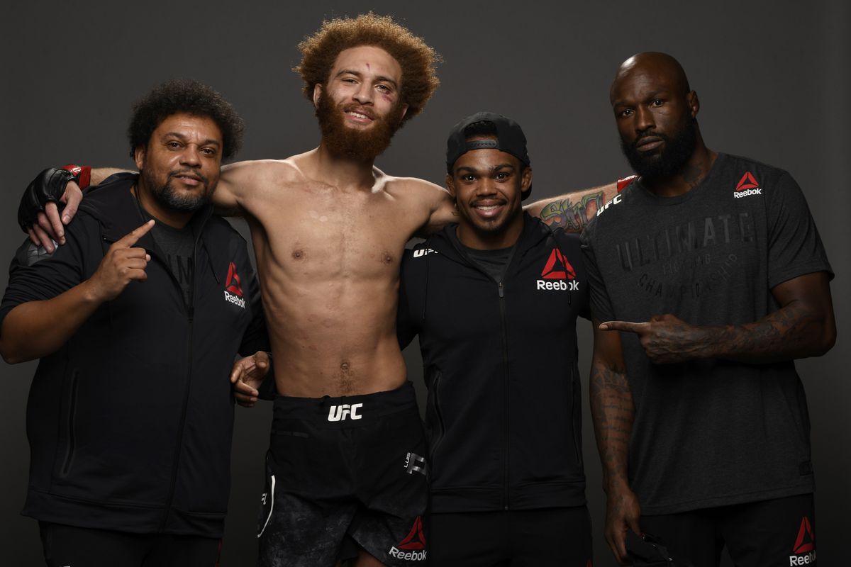 Luis Pena poses for a post fight portrait backstage during the UFC Fight Night event at Chartway Arena on February 29, 2020 in Norfolk, Virginia.