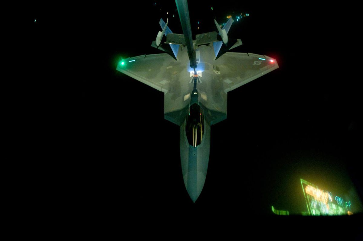 F-22 Raptor Fighter Aircraft Prior To Strike Operations In Syria
