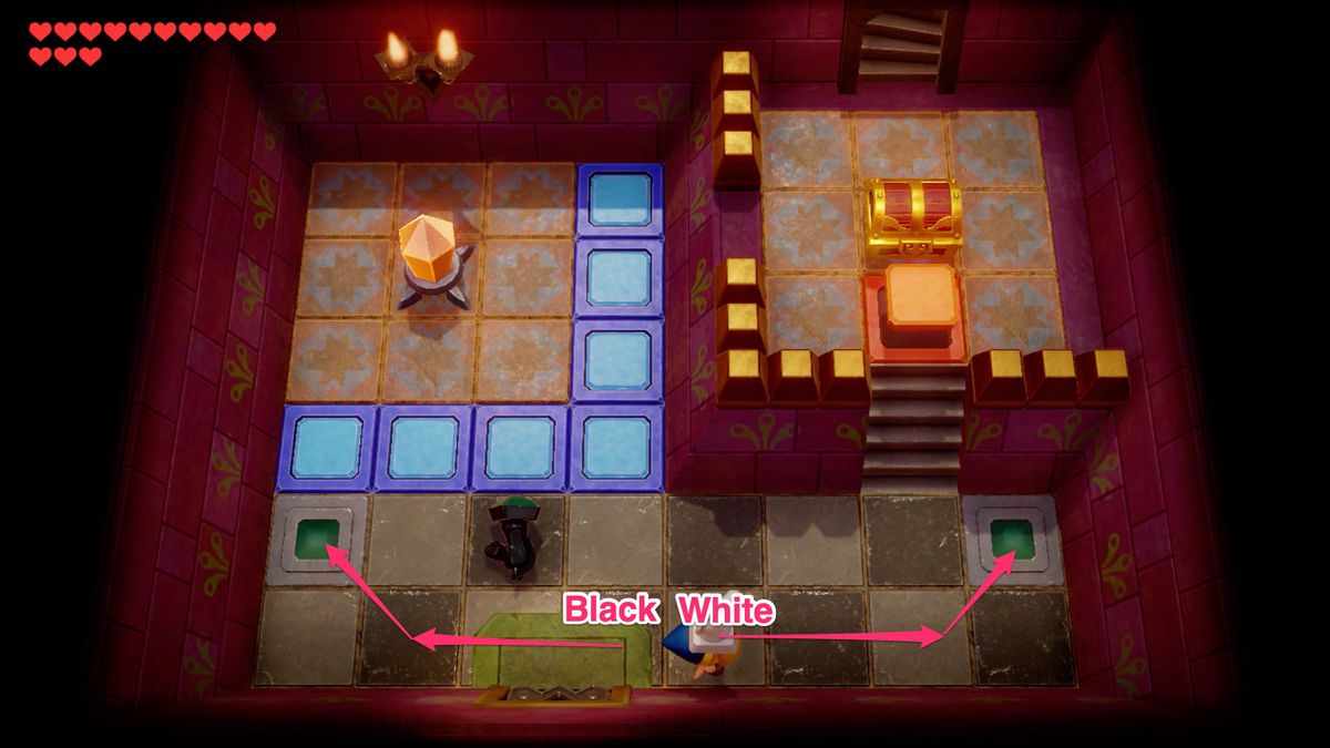 Link’s Awakening Face Shrine solution to the first white and black chess knights puzzle