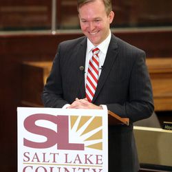 Salt Lake County Mayor Ben McAdams gives his State of the County address in the County Council chambers in Salt Lake City on Tuesday, Feb. 13, 2018.